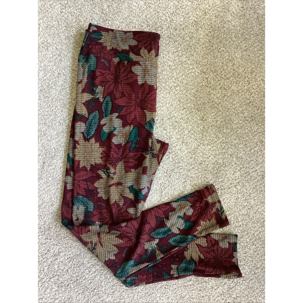 LuLaRoe TC Leggings Christmas Poinsettias Soft